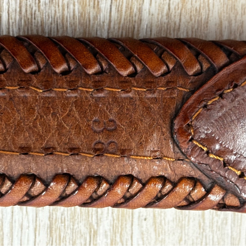 Brown Leather Belt with Beaded Design - Picture 7 of 8